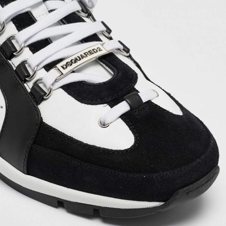 Pre Owned Dsquared2 Black/White Leather Legendary Sneakers Size 45
