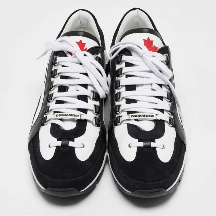Pre Owned Dsquared2 Black/White Leather Legendary Sneakers Size 45
