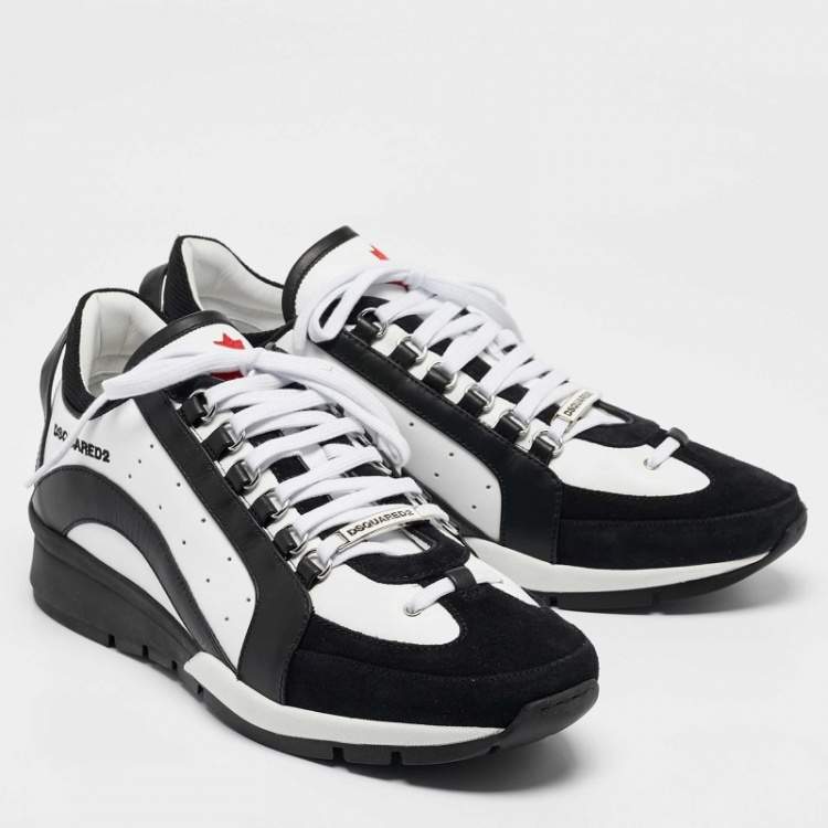 Pre Owned Dsquared2 Black/White Leather Legendary Sneakers Size 45