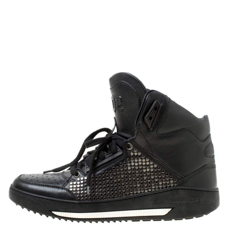 Black Studded Leather High Sneakers Size 41 |