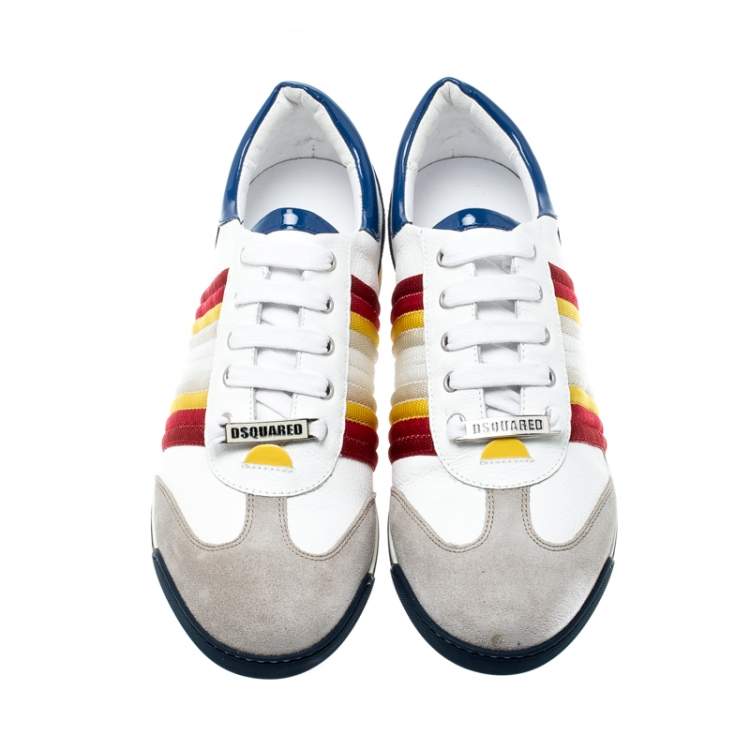 Pre Owned Dsquared2 Multicolor Suede Leather And Fabric Lace Sneakers Size 42
