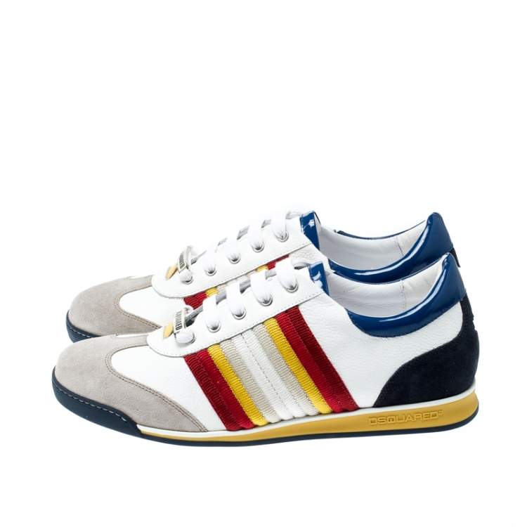 Pre Owned Dsquared2 Multicolor Suede Leather And Fabric Lace Sneakers Size 42