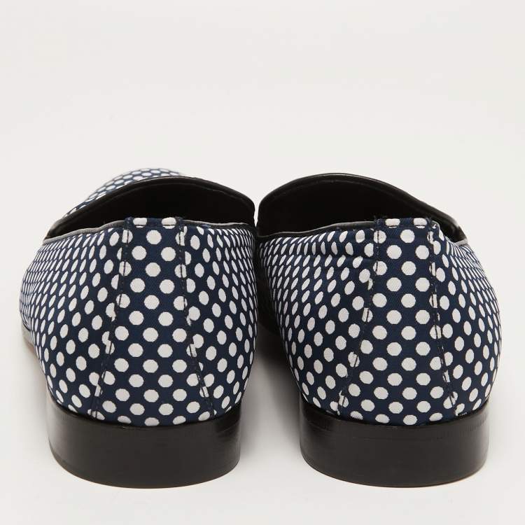 Pre Owned Dsquared2 Black Fabric Polka Dot Loafers Size 42