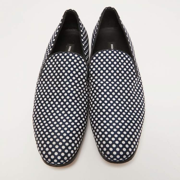 Pre Owned Dsquared2 Black Fabric Polka Dot Loafers Size 42