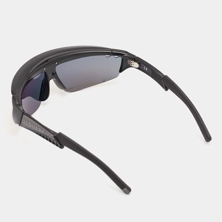 Pre Owned Dsquared2 Black Psychotronic His DQ329 Shield Sunglasses