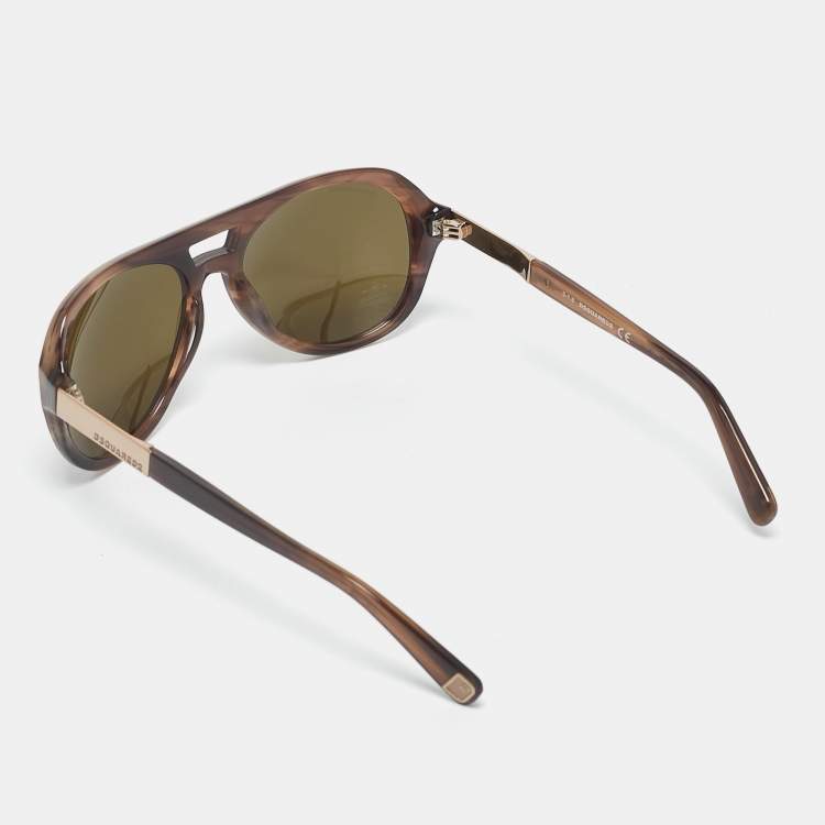 Pre Owned Dsquared2 Brown ROB DQ0237 Aviator Sunglasses