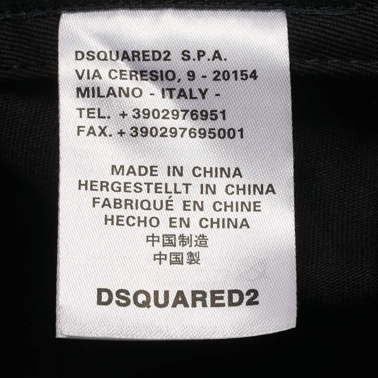 Pre Owned Dsquared2 Black Logo Embroidered Cotton Baseball Cap Size 56