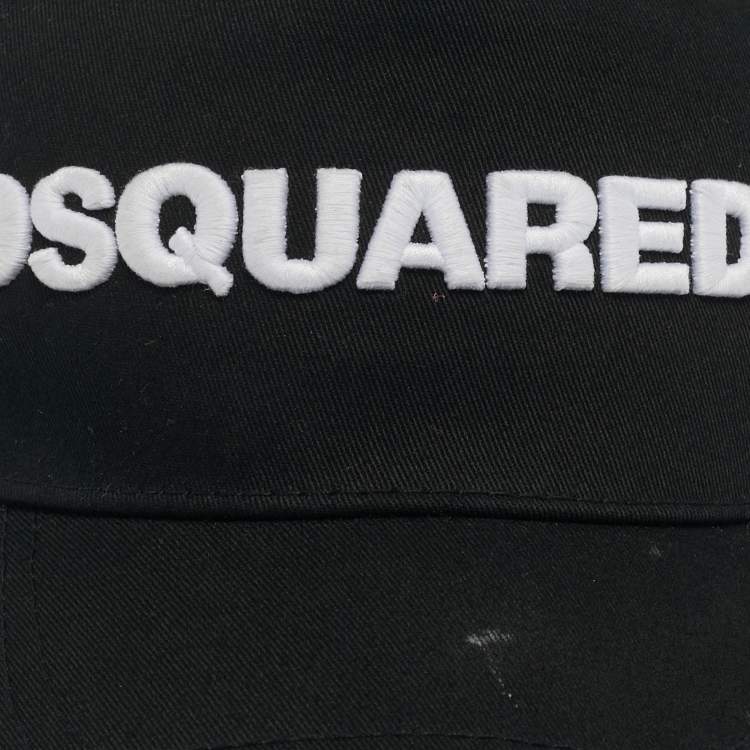 Pre Owned Dsquared2 Black Logo Embroidered Cotton Baseball Cap Size 56