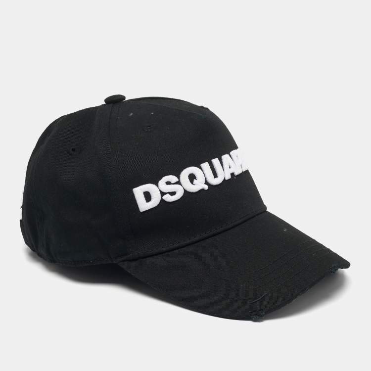 Pre Owned Dsquared2 Black Logo Embroidered Cotton Baseball Cap Size 56