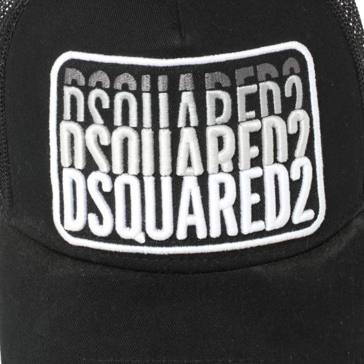 Pre Owned Dsquared2 Black Logo Embroidered Distressed Baseball Cap ( One Size )