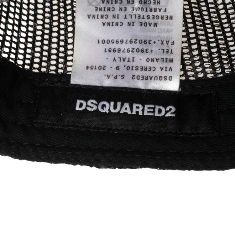 Pre Owned Dsquared2 Black Logo Embroidered Distressed Baseball Cap ( One Size )