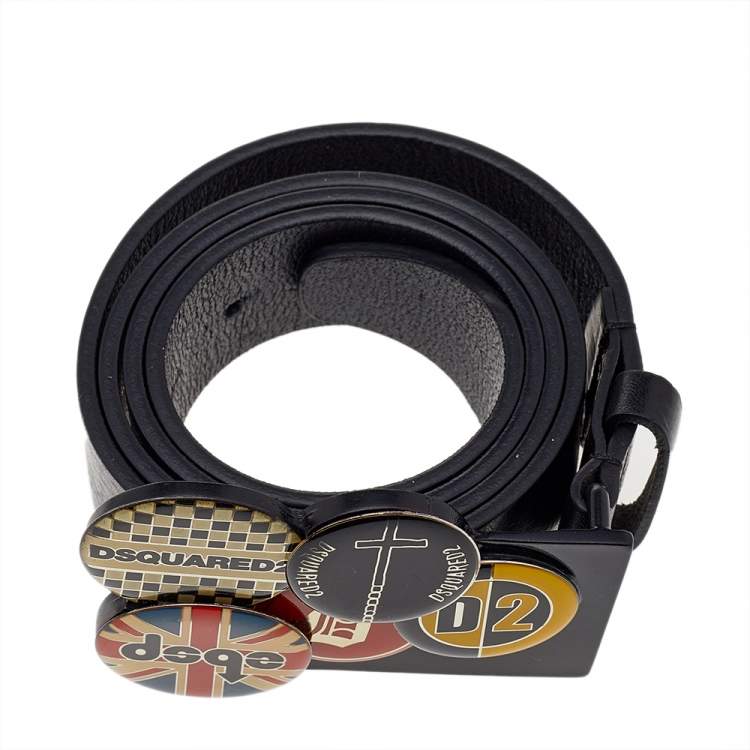Pre Owned Dsquared2 Black Leather Belt 95CM