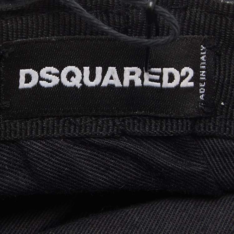 Pre Owned DSquared2 Black Marlon Brando Leather Newsboy Cap