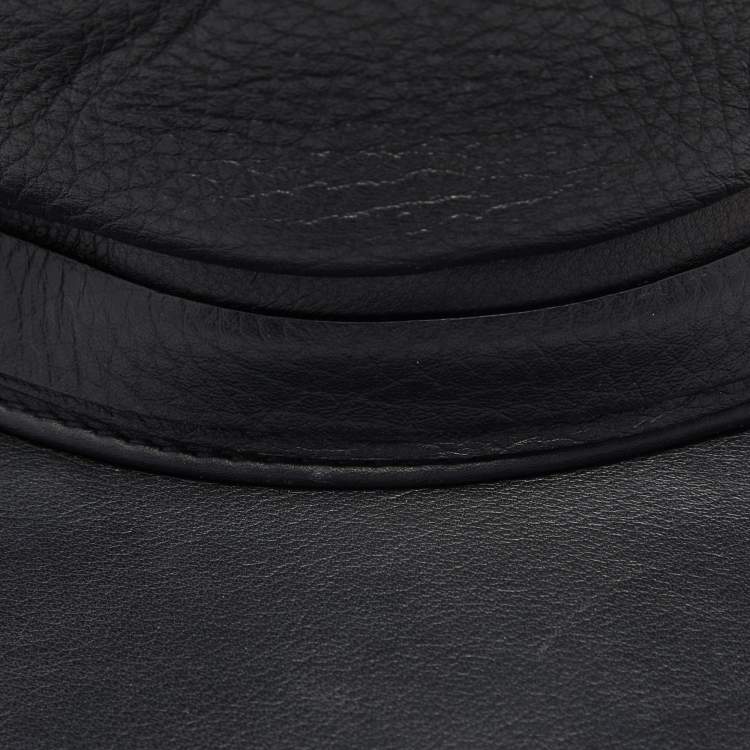 Pre Owned DSquared2 Black Marlon Brando Leather Newsboy Cap