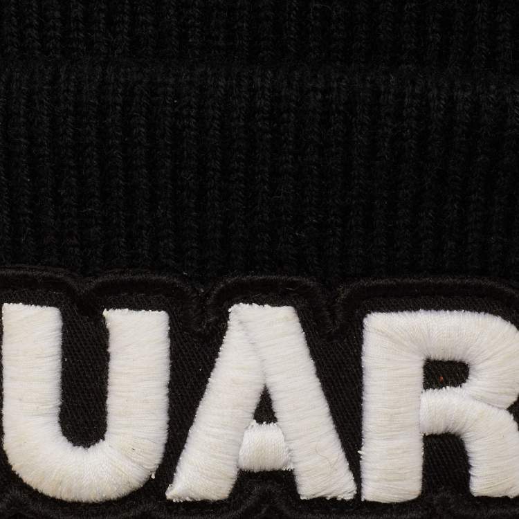 Pre Owned Dsquared2 Black Logo Embroidered Wool Beanie 