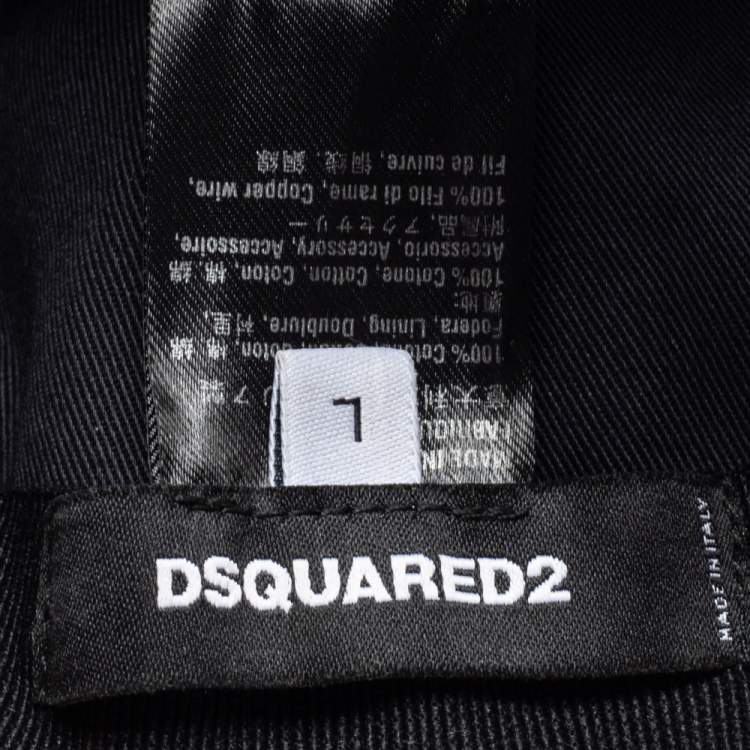 Pre Owned Dsquared2 Black Cotton Canvas 24-7 Icon Baseball Cap L
