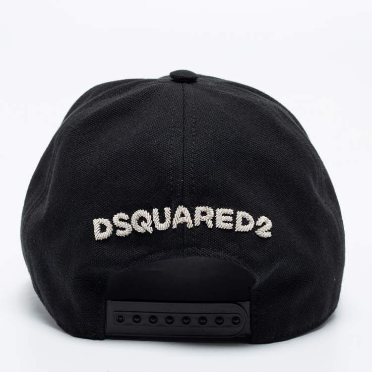 Pre Owned Dsquared2 Black Cotton Canvas 24-7 Icon Baseball Cap L