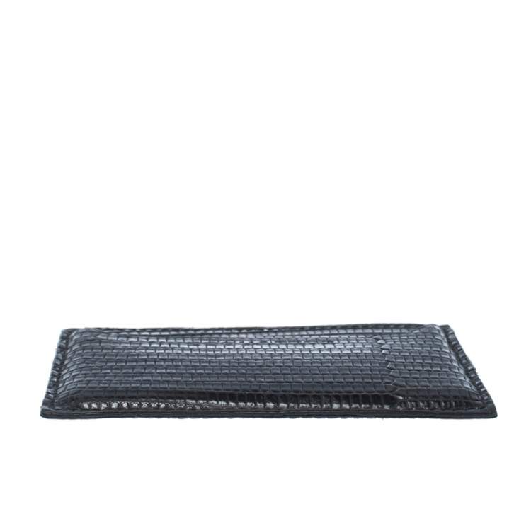 Pre Owned Dsquared2 Black Lizard Embossed Leather Card Holder