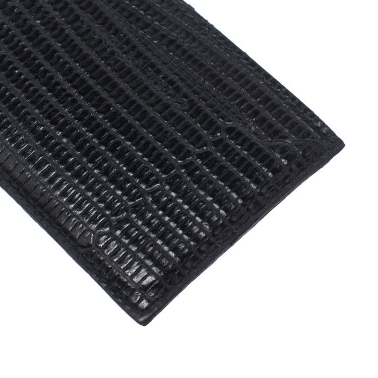 Pre Owned Dsquared2 Black Lizard Embossed Leather Card Holder