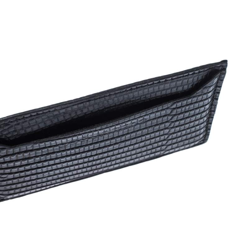 Pre Owned Dsquared2 Black Lizard Embossed Leather Card Holder