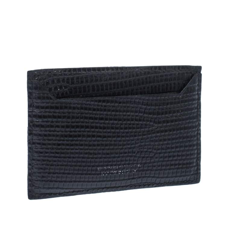 Pre Owned Dsquared2 Black Lizard Embossed Leather Card Holder