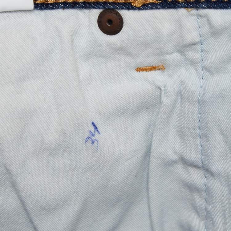 Pre Owned Dsquared2 Blue Pint Splashed Distressed Denim Jeans L Waist 36"