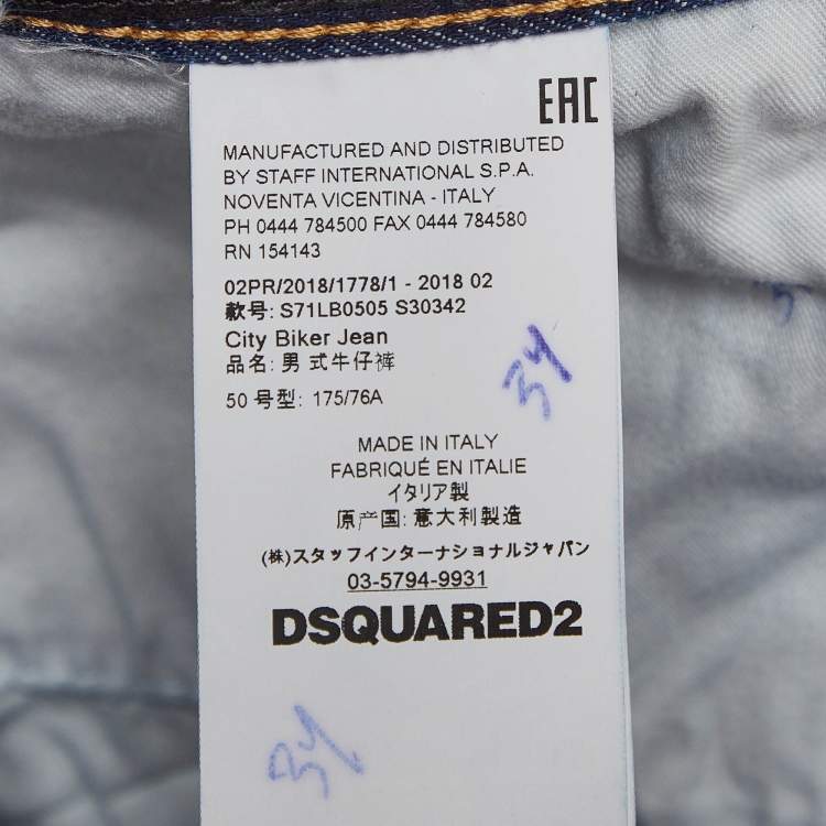 Pre Owned Dsquared2 Blue Pint Splashed Distressed Denim Jeans L Waist 36"