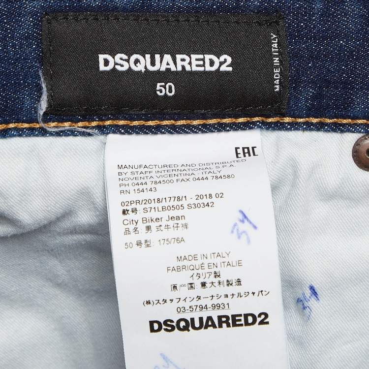 Pre Owned Dsquared2 Blue Pint Splashed Distressed Denim Jeans L Waist 36"