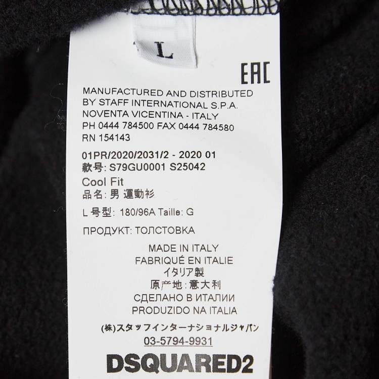 Pre Owned Dsquared2 Black Printed Cotton Knit Sweatshirt L