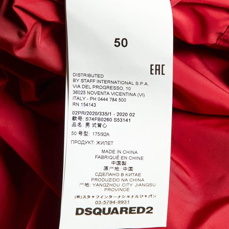 Pre Owned Dsquared2 Red Zip Up Gilet L