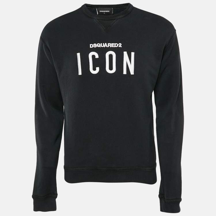Pre Owned Dsquared2 Black Embroidered Cotton Sweatshirt S