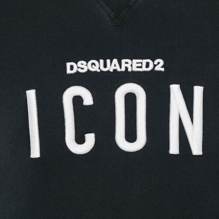 Pre Owned Dsquared2 Black Embroidered Cotton Sweatshirt S