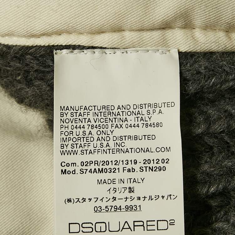 Pre Owned Dsquared2 Navy Blue Wool Knit and Denim Short Duffle Jacket M