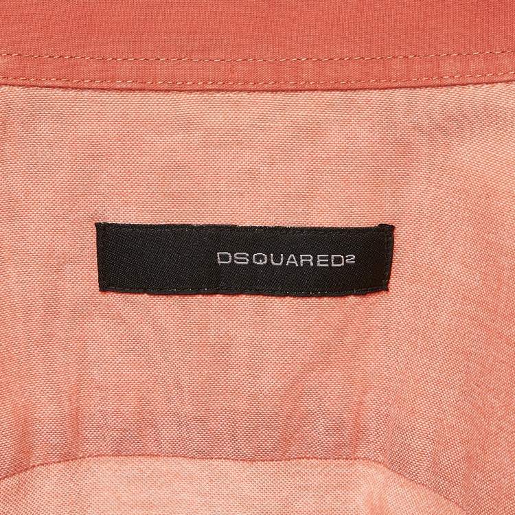 Pre Owned Dsquared2 Light Orange Cotton Blend Contrast Detail Shirt M