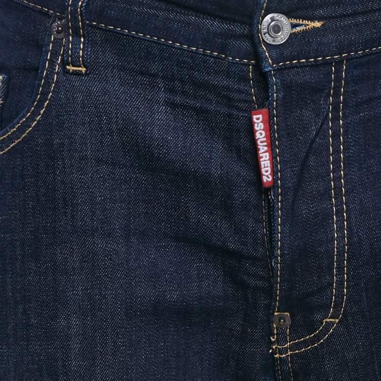 Pre Owned Dsquared2 Blue Denim Logo Print Pocket Jeans L Waist 38"