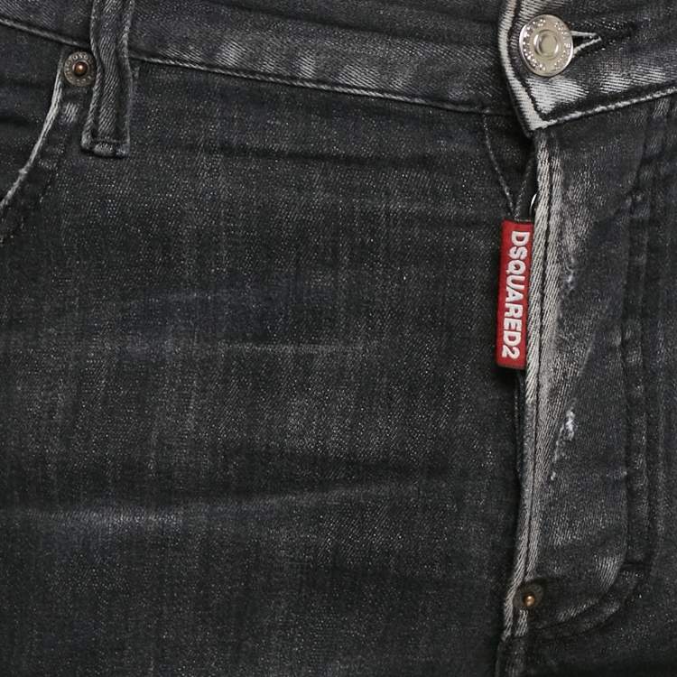 Pre Owned Dsquared2 Grey Denim Distressed Skater Jeans L Waist 36"