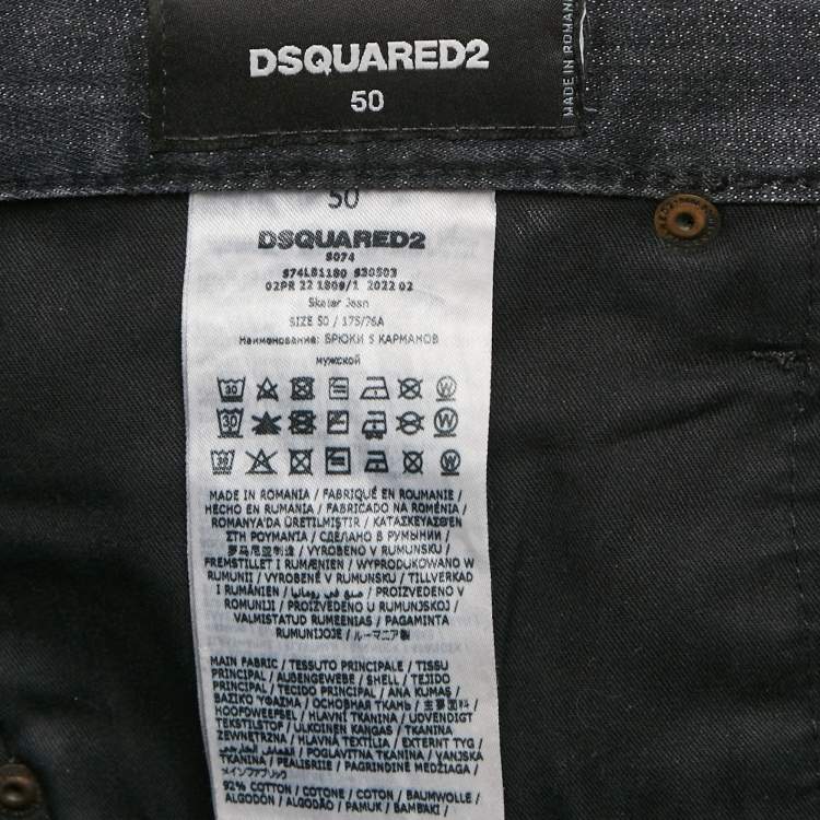 Pre Owned Dsquared2 Grey Denim Distressed Skater Jeans L Waist 36"