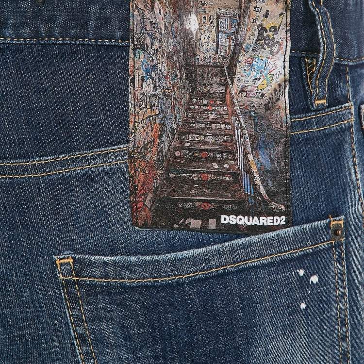 Pre Owned Dsquared2 Blue Washed Denim Cool Guy Jeans S Waist 32"