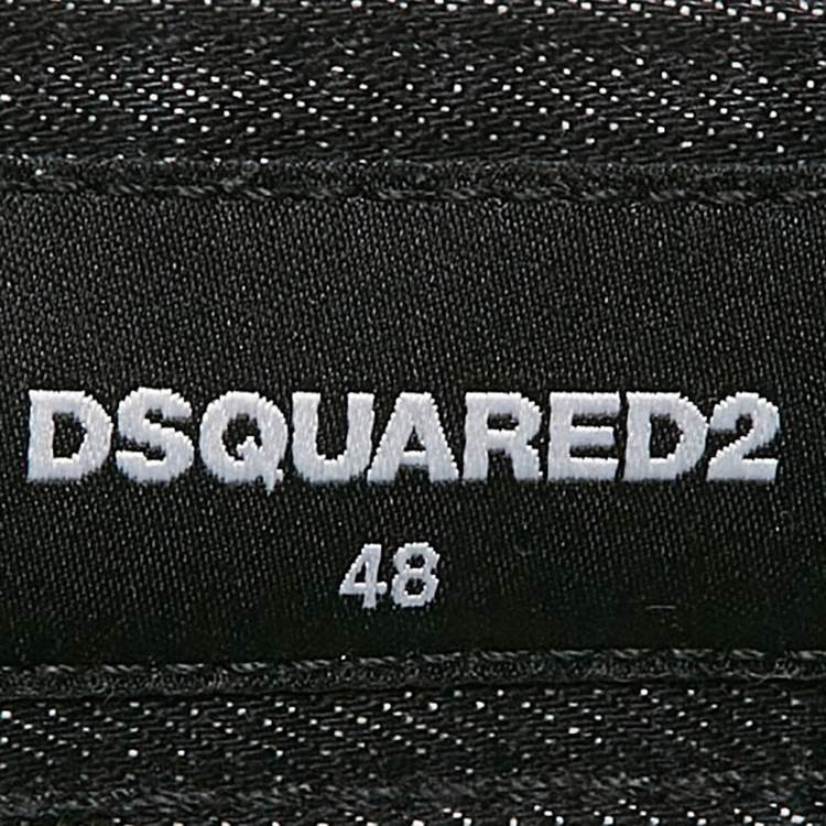 Pre Owned Dsquared2 Black Washed Denim City Biker Jeans M Waist 33"
