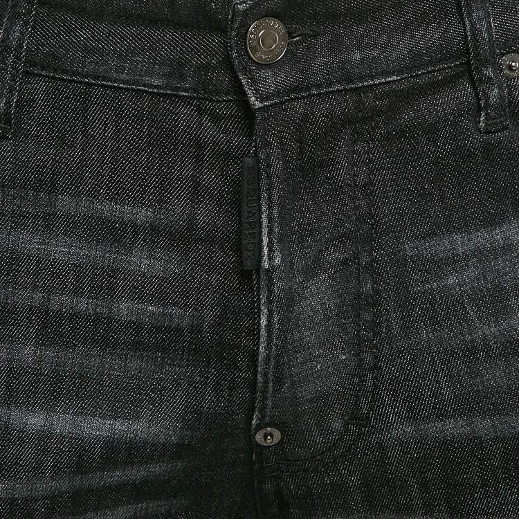 Pre Owned Dsquared2 Black Washed Denim City Biker Jeans M Waist 33"