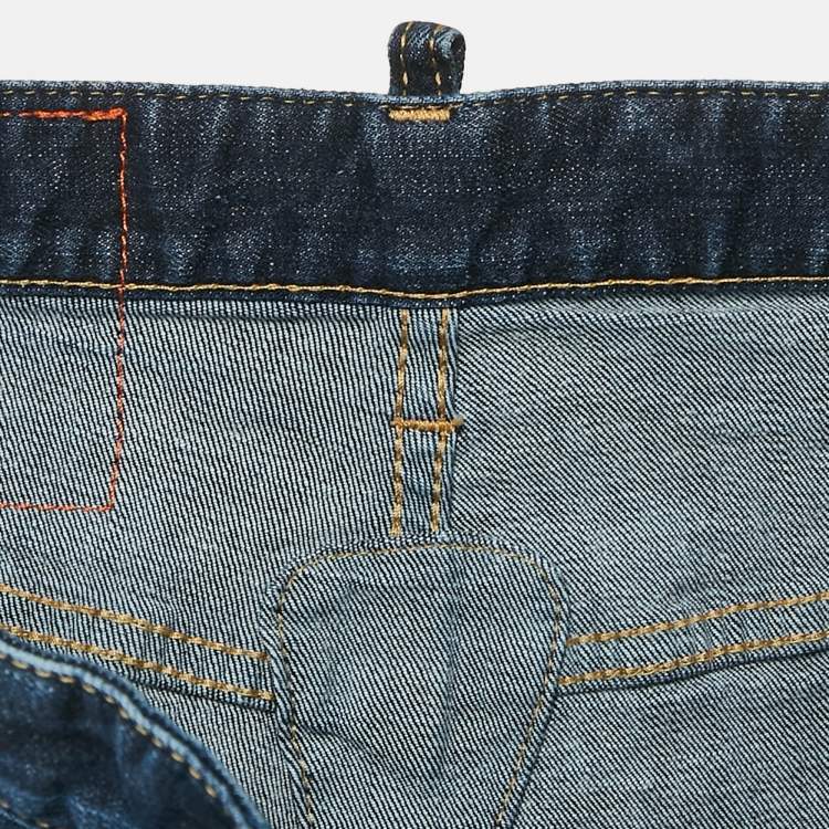 Pre Owned Dsquared2 Blue Distressed Denim Tidy Biker Jean S Waist 31"