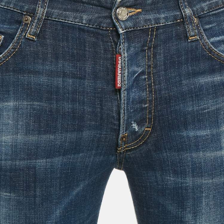 Pre Owned Dsquared2 Blue Faded Denim Skater Jeans S Waist 31"