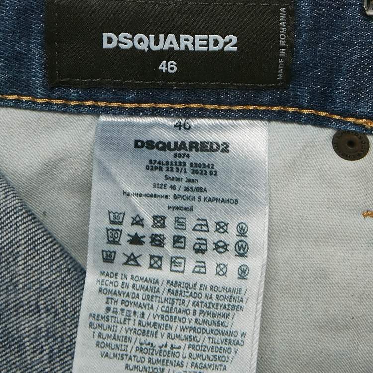 Pre Owned Dsquared2 Blue Faded Denim Skater Jeans S Waist 31"