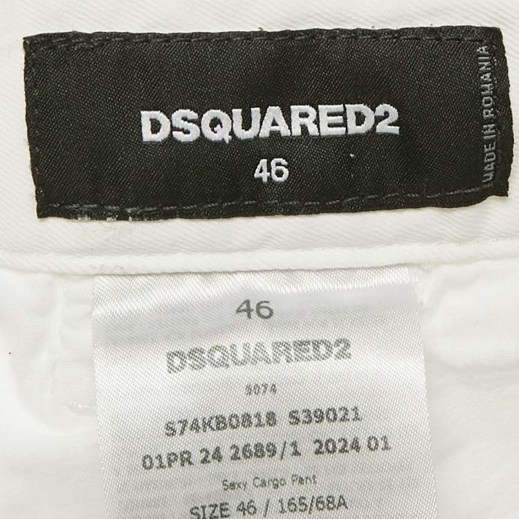 Pre Owned Dsquared2 White Denim Sexy Cargo Pants S Waist 30"