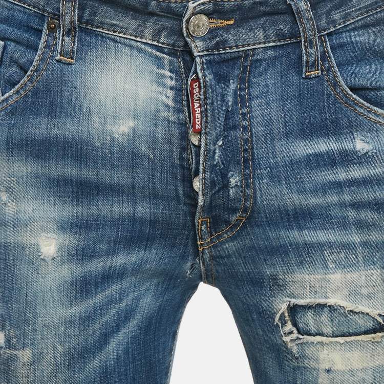 Pre Owned Dsquared2 Blue Distressed Denim Jeans S Waist 33"