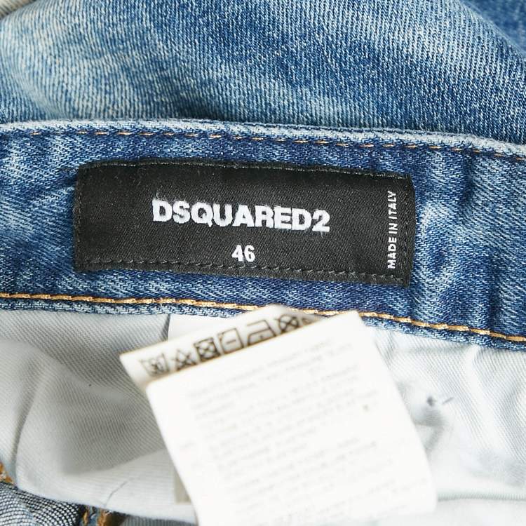 Pre Owned Dsquared2 Blue Distressed Denim Jeans S Waist 33"