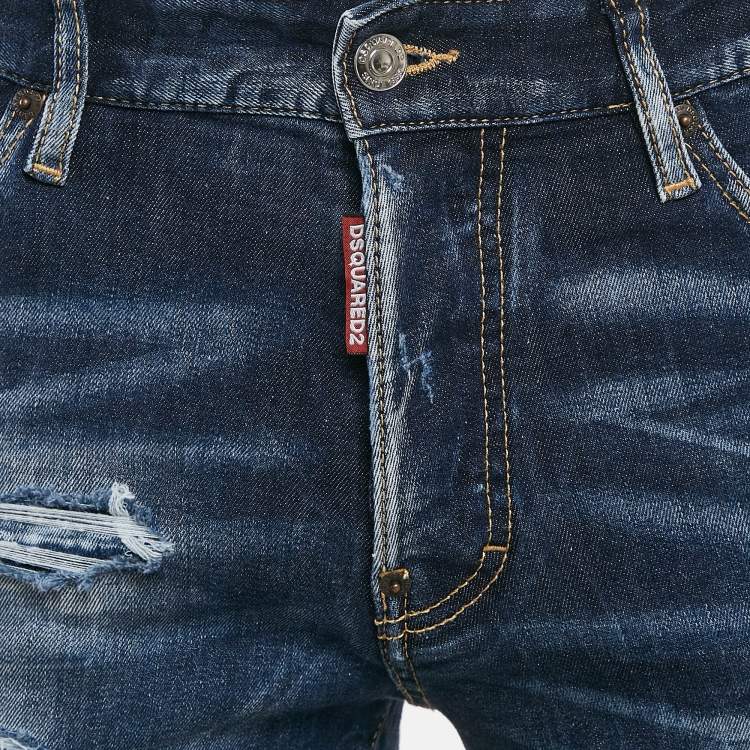 Pre Owned Dsquared2 Blue Distressed Denim Cool Guy Jeans S Waist 31"