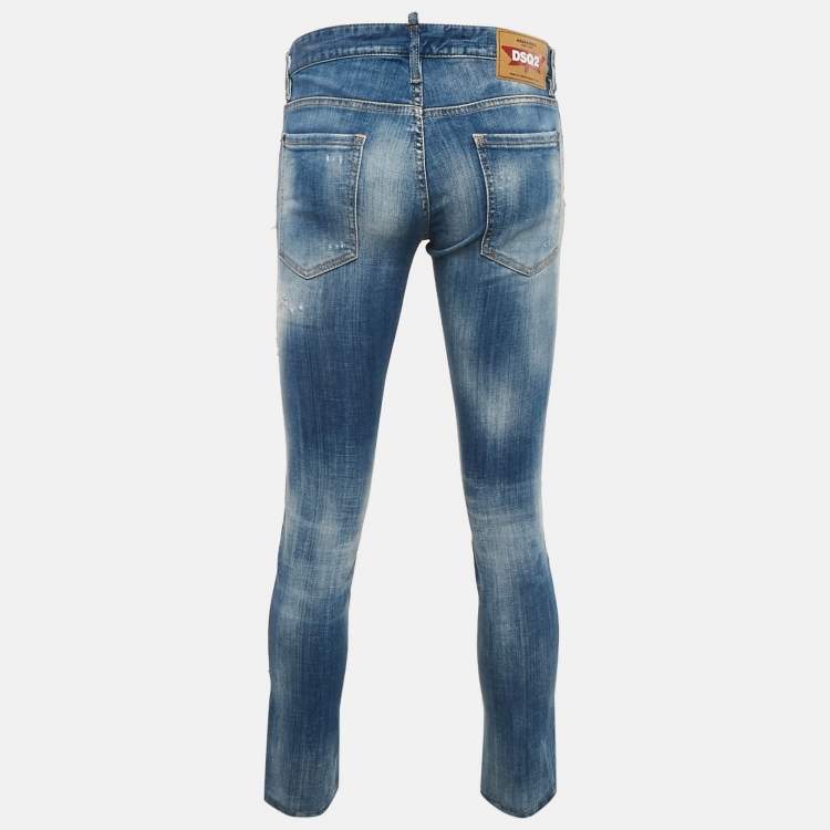 Pre Owned Dsquared2 Blue Distressed Denim Jeans S Waist 33"