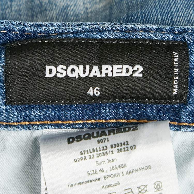 Pre Owned Dsquared2 Blue Distressed Denim Jeans S Waist 33"