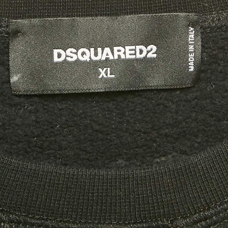 Pre Owned Dsquared2 Black Icon Print Cotton Cool Fit Sweatshirt XL